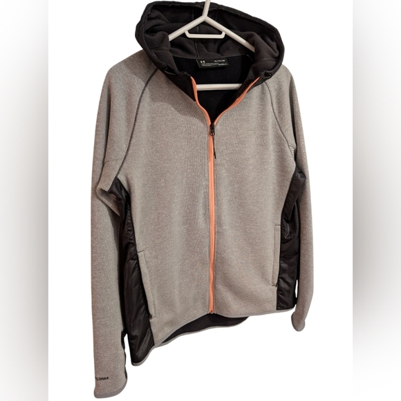 NWOT Under Armour Gray and Black Hooded Jacket with Orange Zipper - Picture 1 of 7